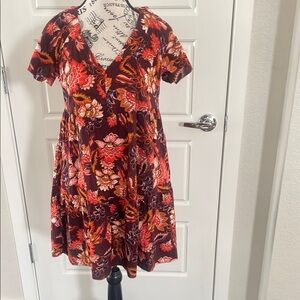 Old Navy Red and Orange Flutter Sleeve Mini Sundress